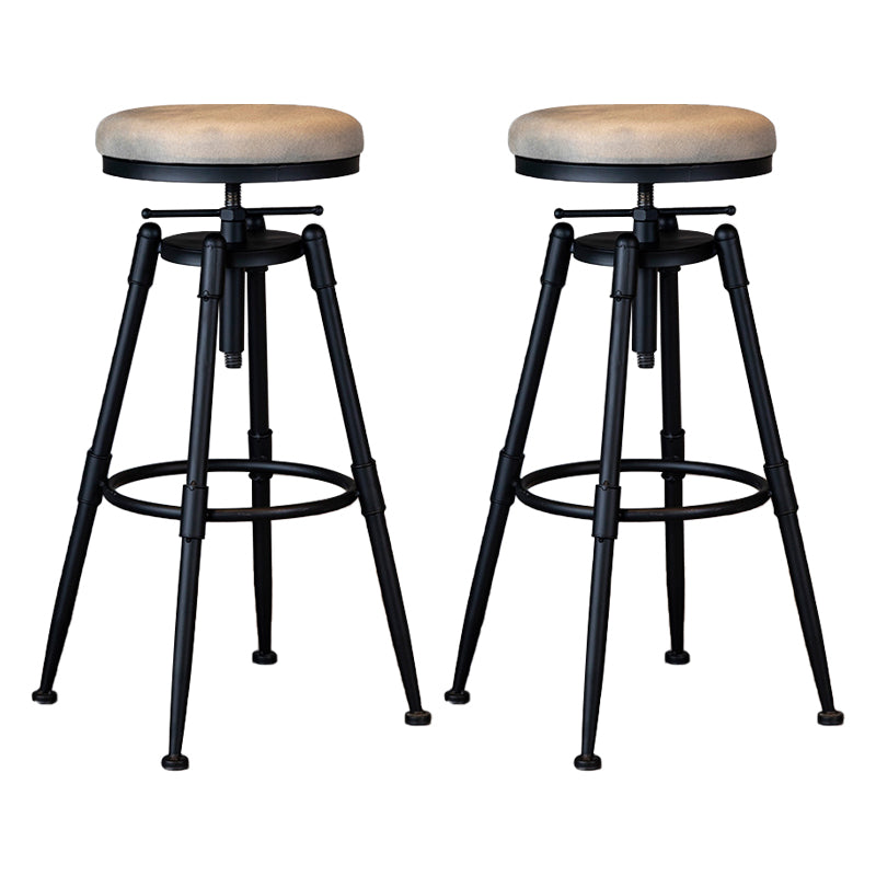 Taburete de bar de hierro con reposapiés de altura ajustable industrial, taburete de cocina de 27,55 pulgadas con patas negras