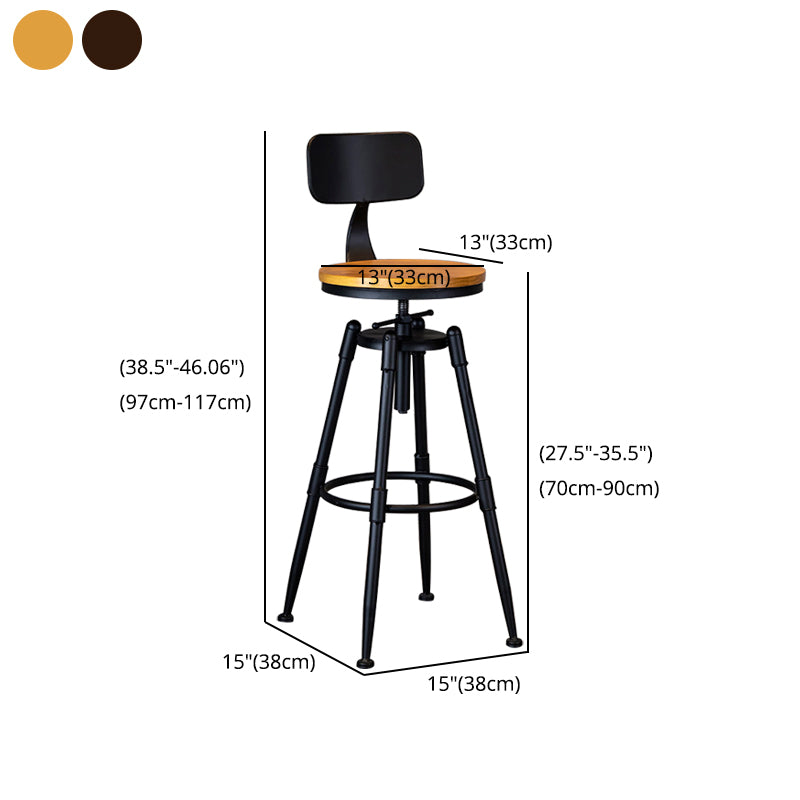 Taburete de bar de hierro con reposapiés de altura ajustable industrial, taburete de cocina de 27,55 pulgadas con patas negras