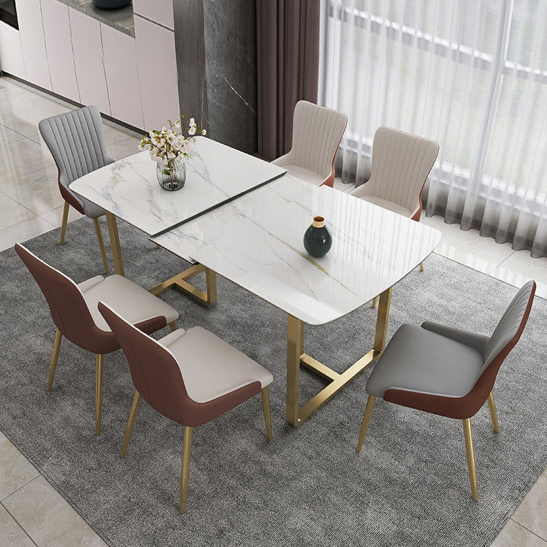 Glam 1/4/5/7 Pieces Scalable Dining Table Set with Sintered Stone Top White Dinette Set