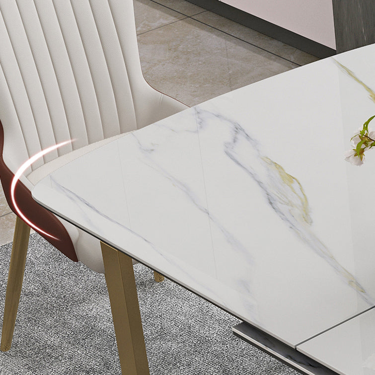 Glam 1/4/5/7 Pieces Scalable Dining Table Set with Sintered Stone Top White Dinette Set