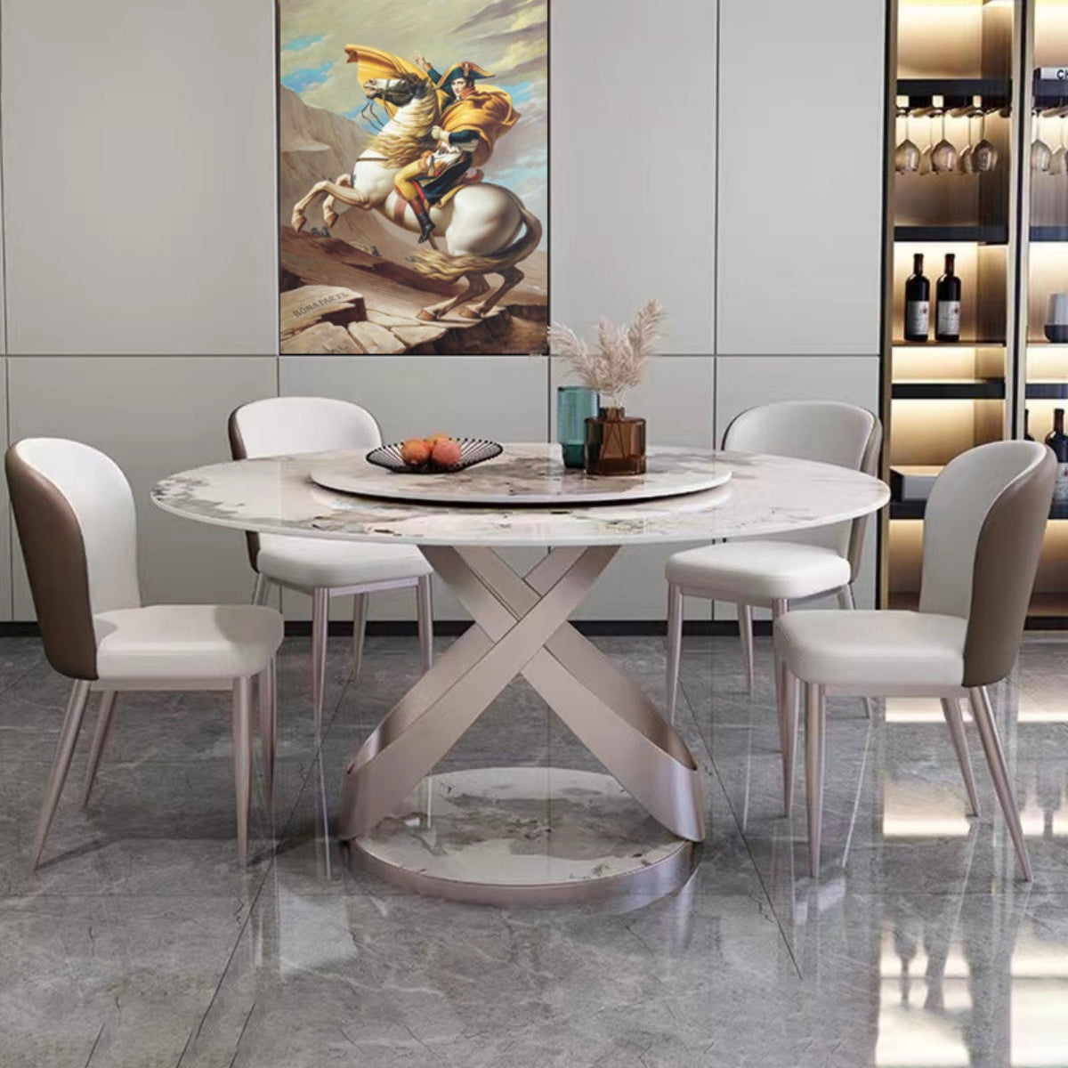 Modern 1/4/5 Pieces Dining Set Round Sintered Stone Dining Table for Dining Room