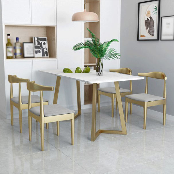 Glam Style 1/5 Pieces Dining Set with Rectangle Stone Top Table for Dining Room
