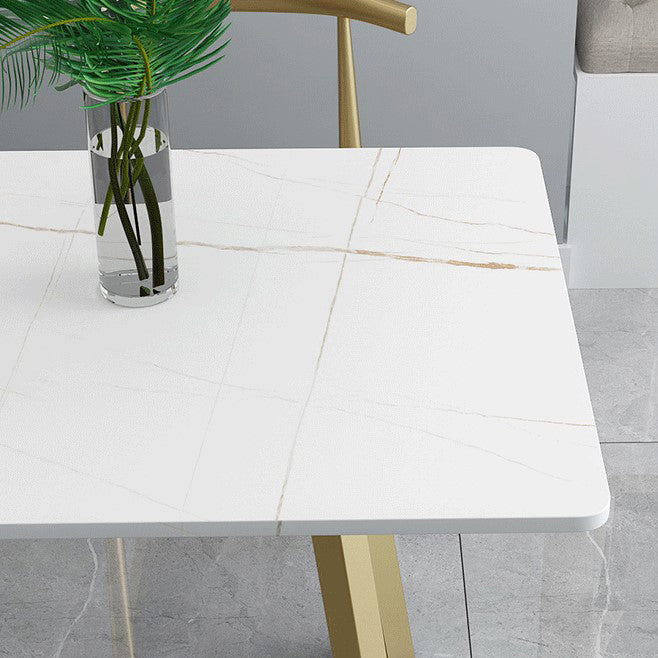 Glam Style 1/5 Pieces Dining Set with Rectangle Stone Top Table for Dining Room