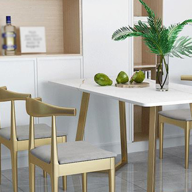 Glam Style 1/5 Pieces Dining Set with Rectangle Stone Top Table for Dining Room