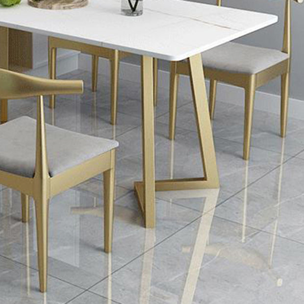 Glam Style 1/5 Pieces Dining Set with Rectangle Stone Top Table for Dining Room