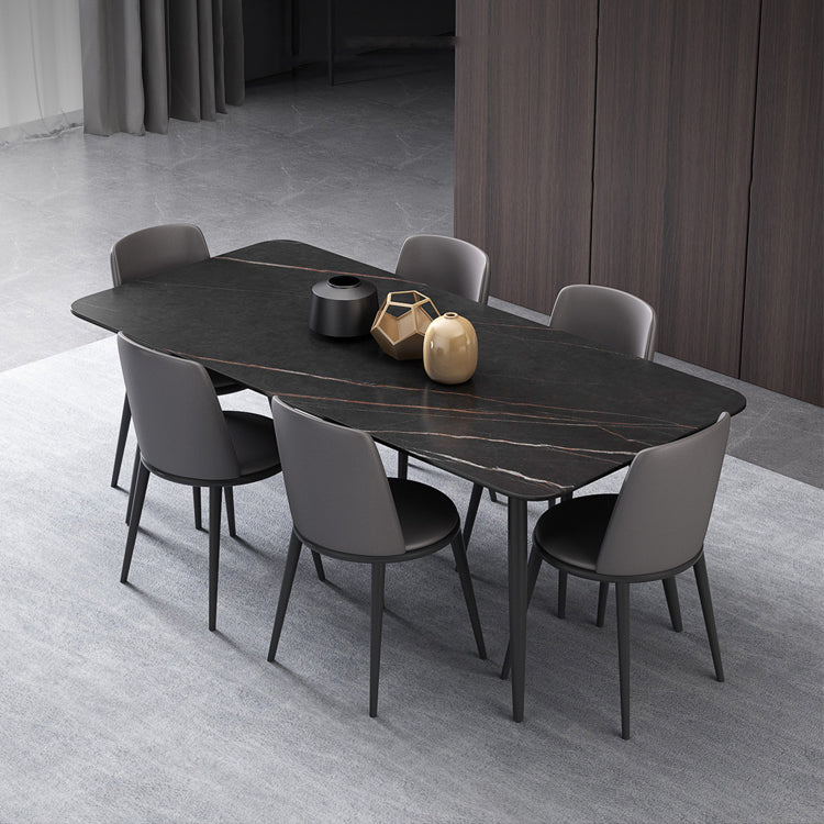 Modern 1/4/6/7 Pieces Black Dining Table Set with Sintered Stone Top Rectangle Dinette Set