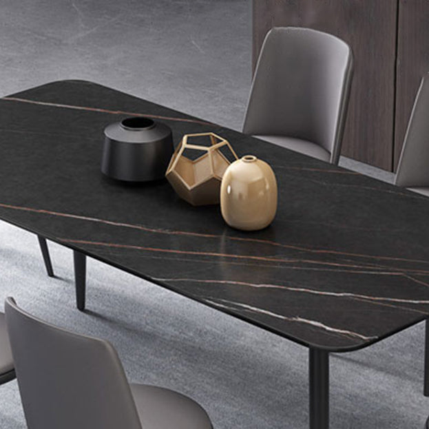 Modern 1/4/6/7 Pieces Black Dining Table Set with Sintered Stone Top Rectangle Dinette Set