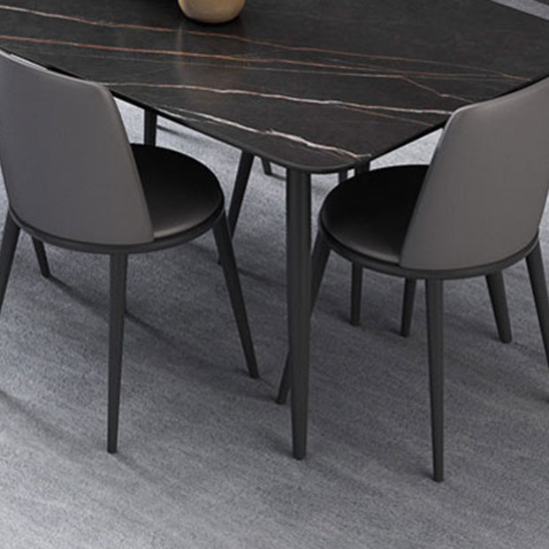 Modern 1/4/6/7 Pieces Black Dining Table Set with Sintered Stone Top Rectangle Dinette Set
