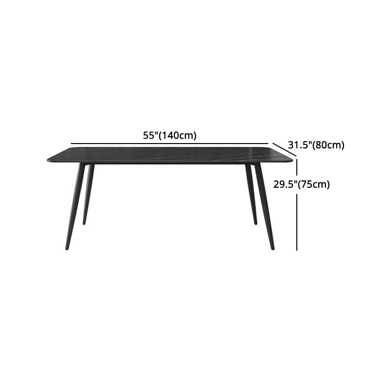 Modern 1/4/6/7 Pieces Black Dining Table Set with Sintered Stone Top Rectangle Dinette Set