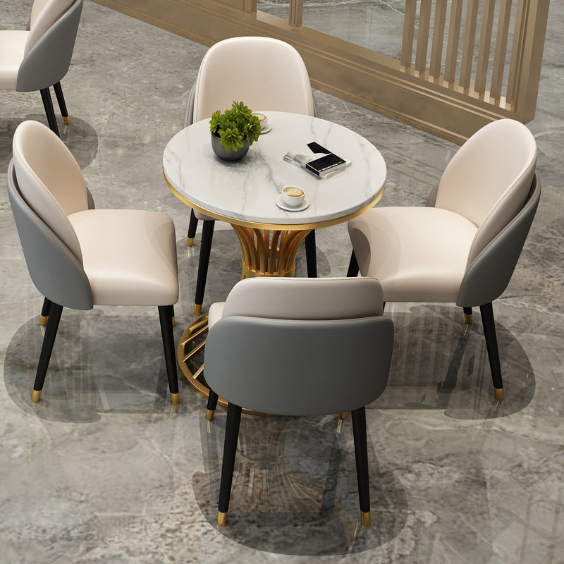 Glam Style 1/2/3/5 Pieces Table Set Gold Base and Stone Top Kitchen Set for Dining Room