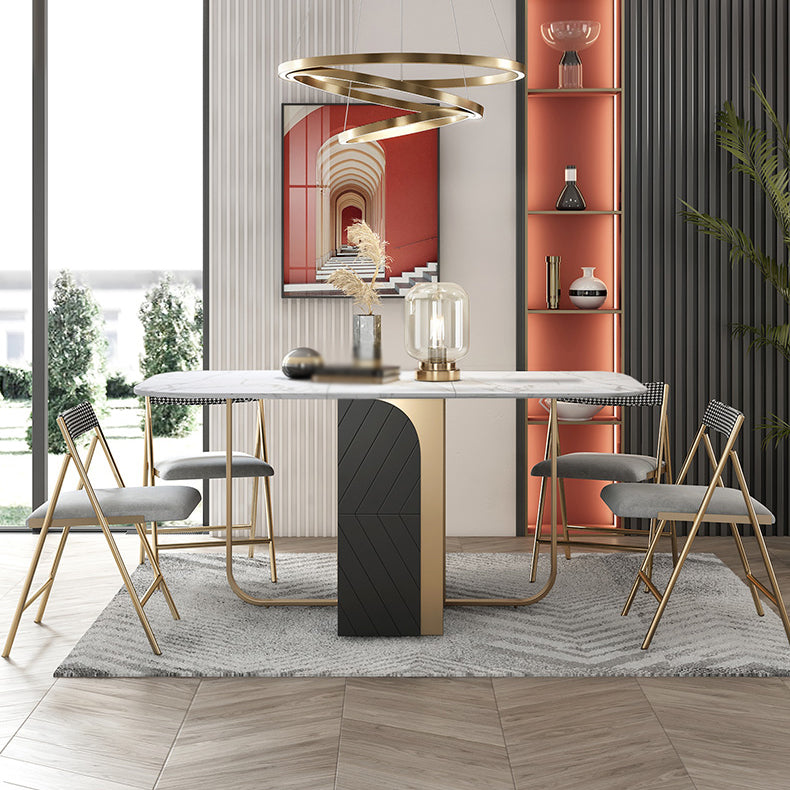 Modern 1/2/3/5 Pieces Foldable Dining Table Set with Sintered Stone Rectangle Dinette Set