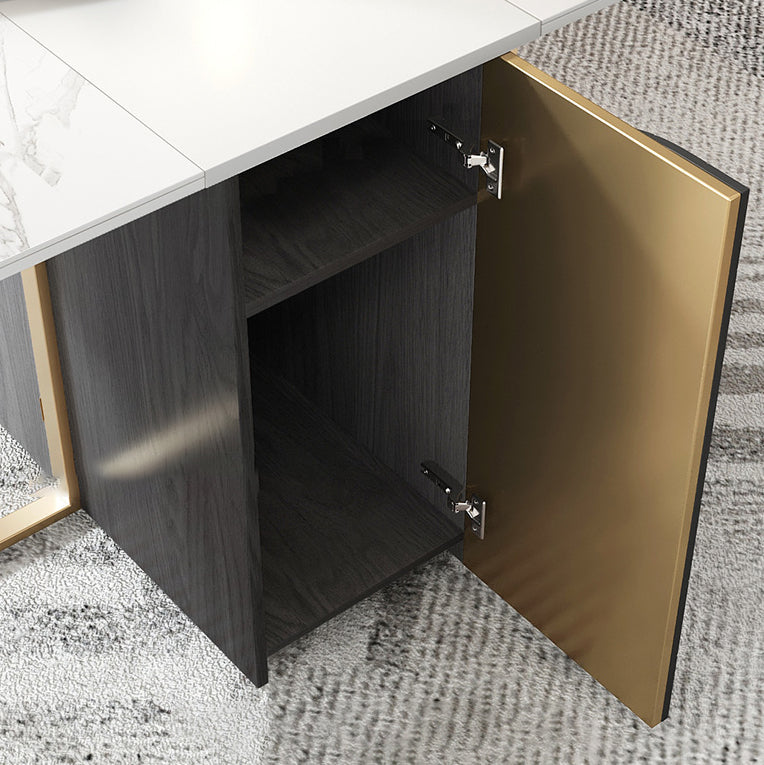 Modern 1/2/3/5 Pieces Foldable Dining Table Set with Sintered Stone Rectangle Dinette Set