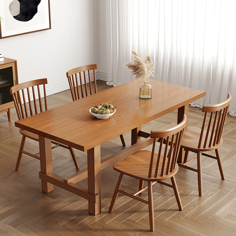 Mesa de comedor de madera sólida Mesa rectangular moderna con base de caballete