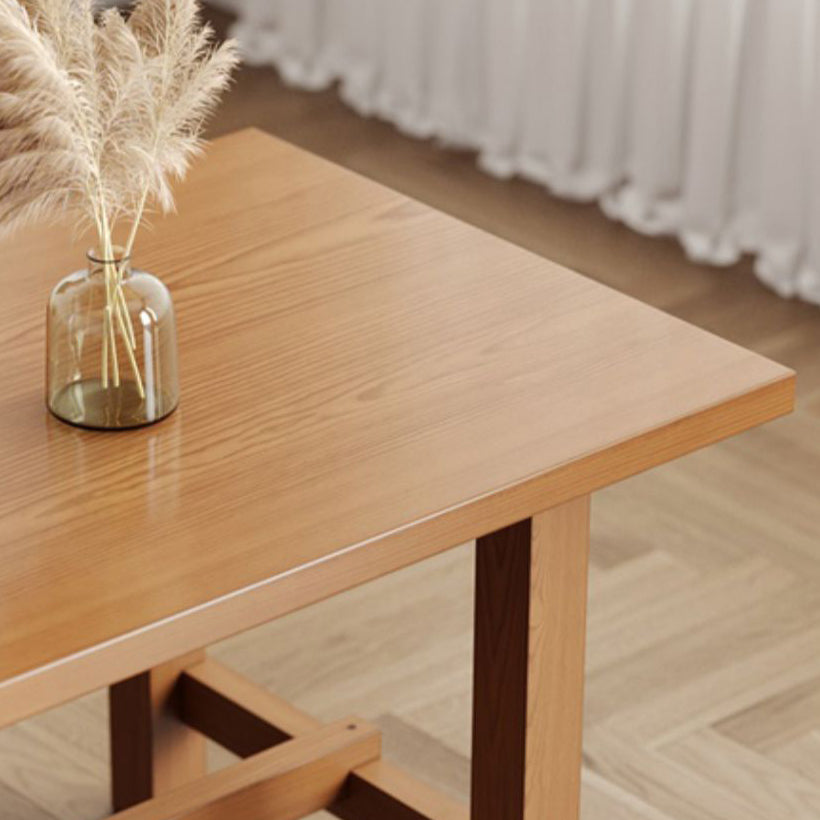 Mesa de comedor de madera sólida Mesa rectangular moderna con base de caballete