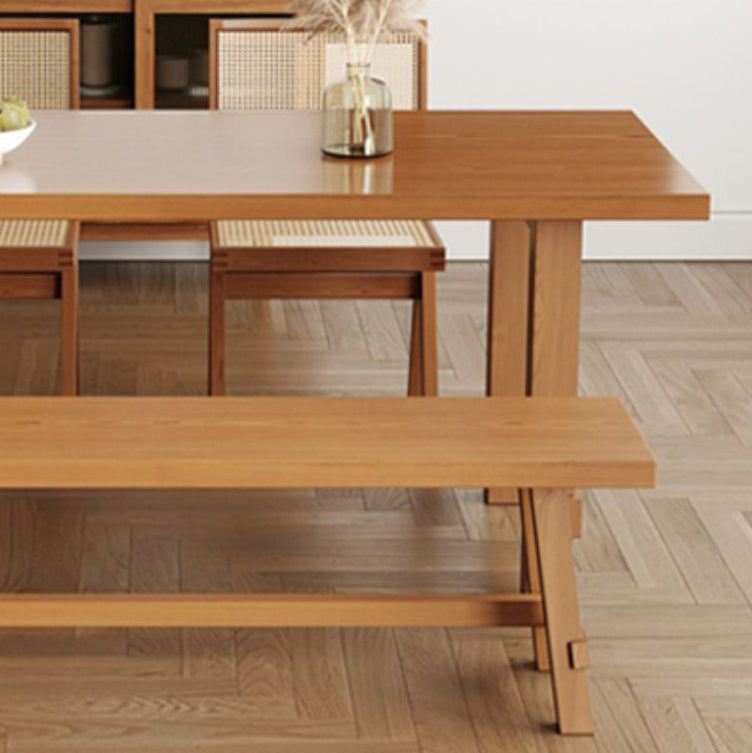 Mesa de comedor de madera sólida Mesa rectangular moderna con base de caballete