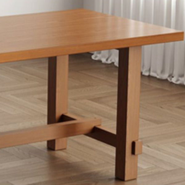 Mesa de comedor de madera sólida Mesa rectangular moderna con base de caballete