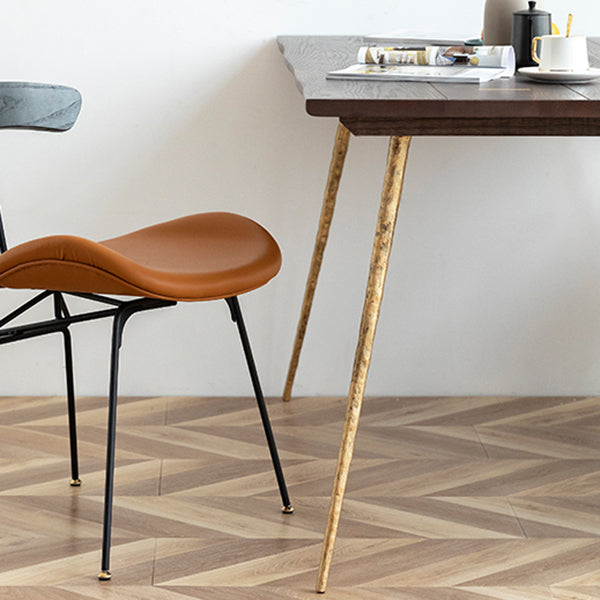 Mesa de comedor de lujo tradicional, mesa rectangular de madera de 4 patas con base de metal