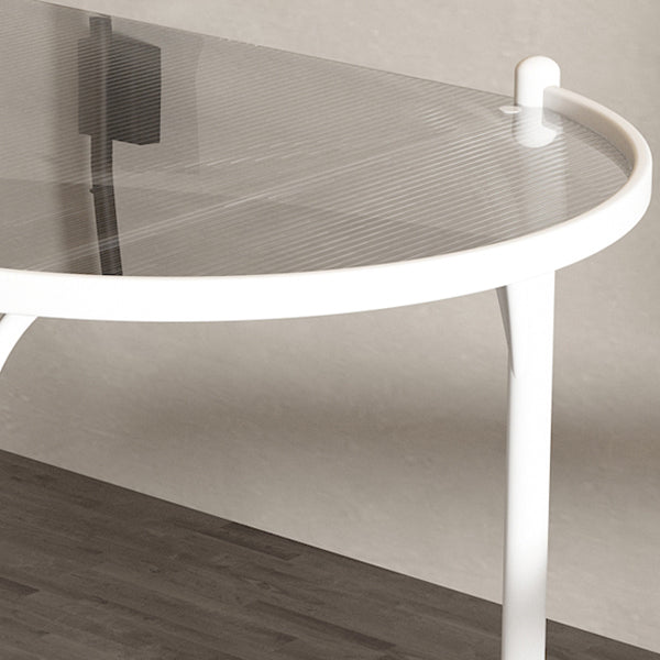 Metal Modern Oval Dining Table Clear Glass Top Table with 4 Legs