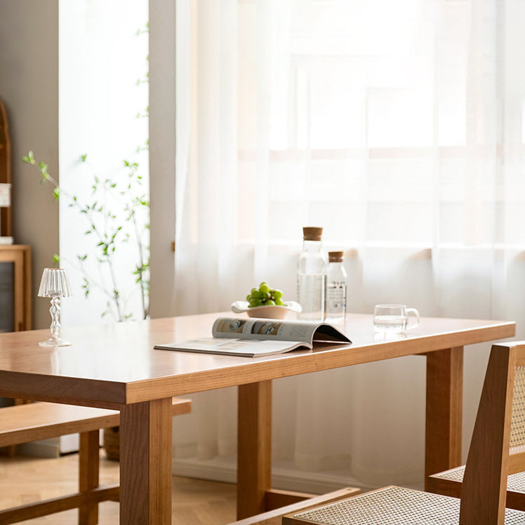 Mesa de comedor de madera de pino mesa rectángulo moderna con base de caballete
