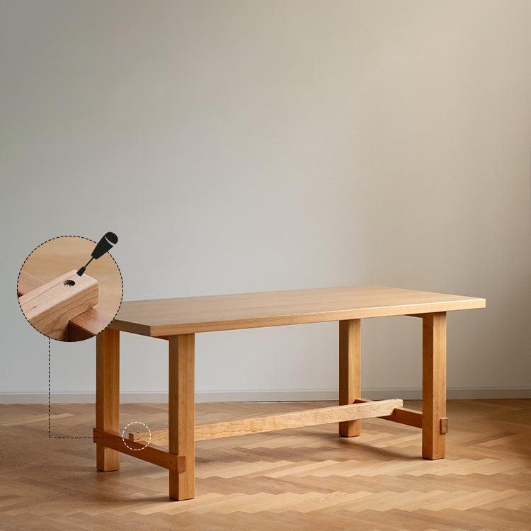 Mesa de comedor de madera de pino mesa rectángulo moderna con base de caballete