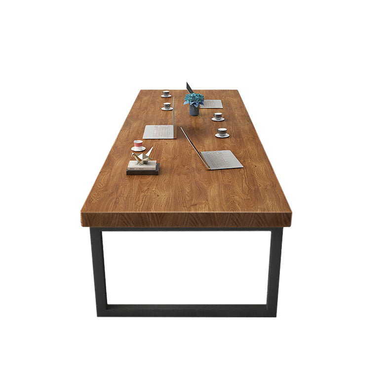 Pine Wood Top Dining Table Industrial Dining Table with Sled Base