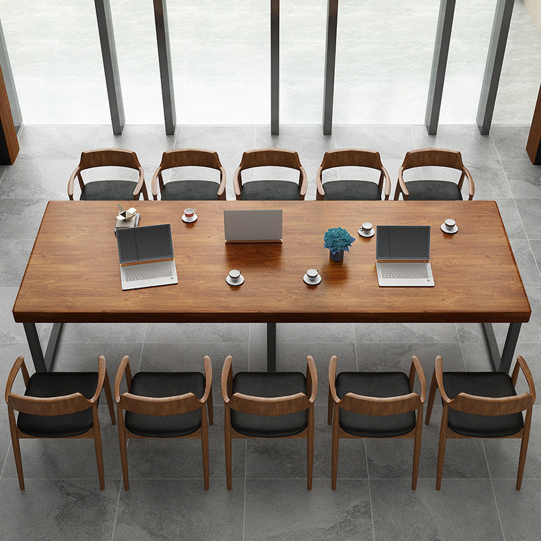 Pine Wood Top Dining Table Industrial Dining Table with Sled Base