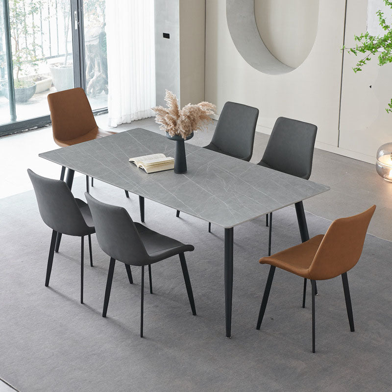 Tavolo da pranzo da cucina moderno rettangolare in pietra con 4 gambe