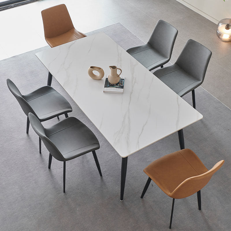 Tavolo da pranzo da cucina moderno rettangolare in pietra con 4 gambe