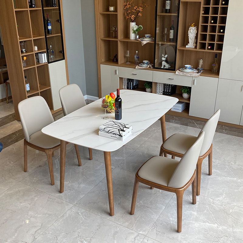 Contemporary Modern Rectangle Stone Table 4 Legs Home Kitchen Dinner Table