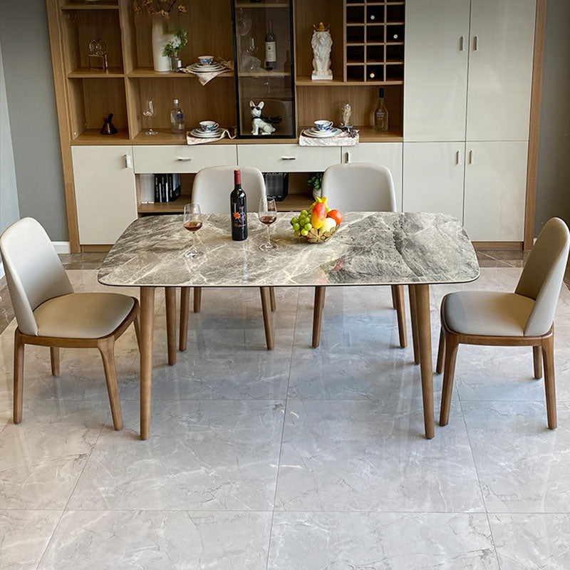 Contemporary Modern Rectangle Stone Table 4 Legs Home Kitchen Dinner Table