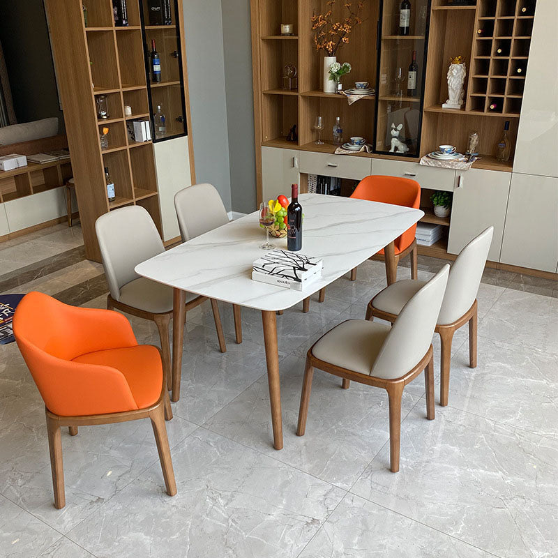 Contemporary Modern Rectangle Stone Table 4 Legs Home Kitchen Dinner Table