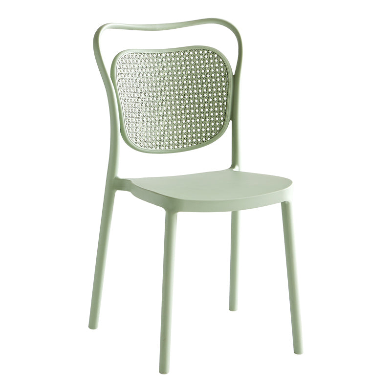Sillas sin brazos de comedor de plástico de diseño escandinavo para el hogar, silla lateral con respaldo abierto