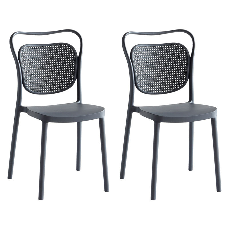 Sillas sin brazos de comedor de plástico de diseño escandinavo para el hogar, silla lateral con respaldo abierto