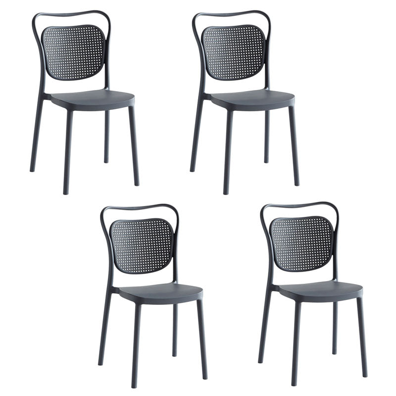 Sillas sin brazos de comedor de plástico de diseño escandinavo para el hogar, silla lateral con respaldo abierto