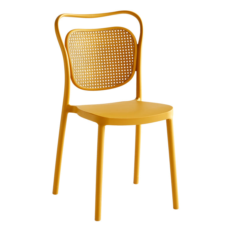 Sillas sin brazos de comedor de plástico de diseño escandinavo para el hogar, silla lateral con respaldo abierto