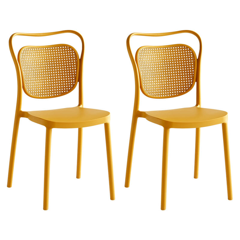 Sillas sin brazos de comedor de plástico de diseño escandinavo para el hogar, silla lateral con respaldo abierto