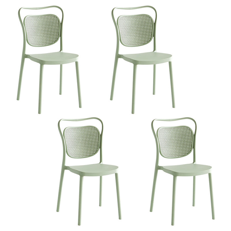 Sillas sin brazos de comedor de plástico de diseño escandinavo para el hogar, silla lateral con respaldo abierto