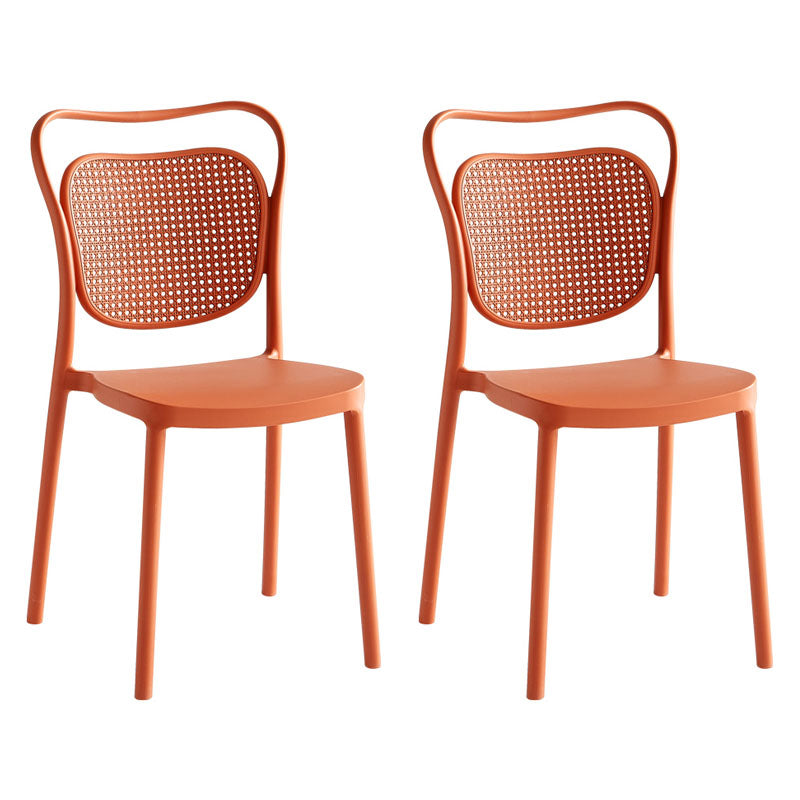 Sillas sin brazos de comedor de plástico de diseño escandinavo para el hogar, silla lateral con respaldo abierto