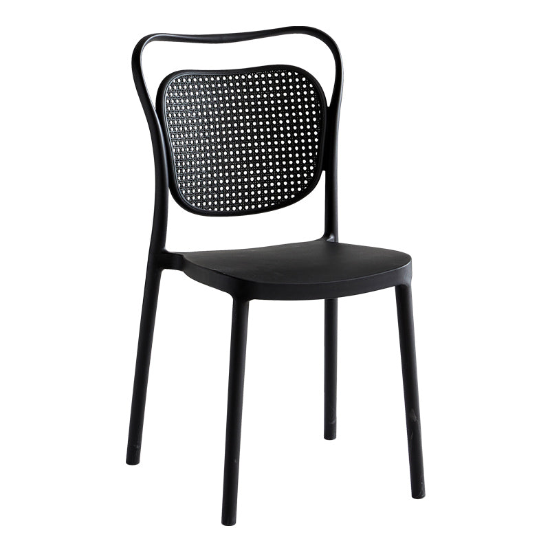Sillas sin brazos de comedor de plástico de diseño escandinavo para el hogar, silla lateral con respaldo abierto