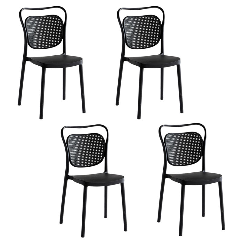 Sillas sin brazos de comedor de plástico de diseño escandinavo para el hogar, silla lateral con respaldo abierto