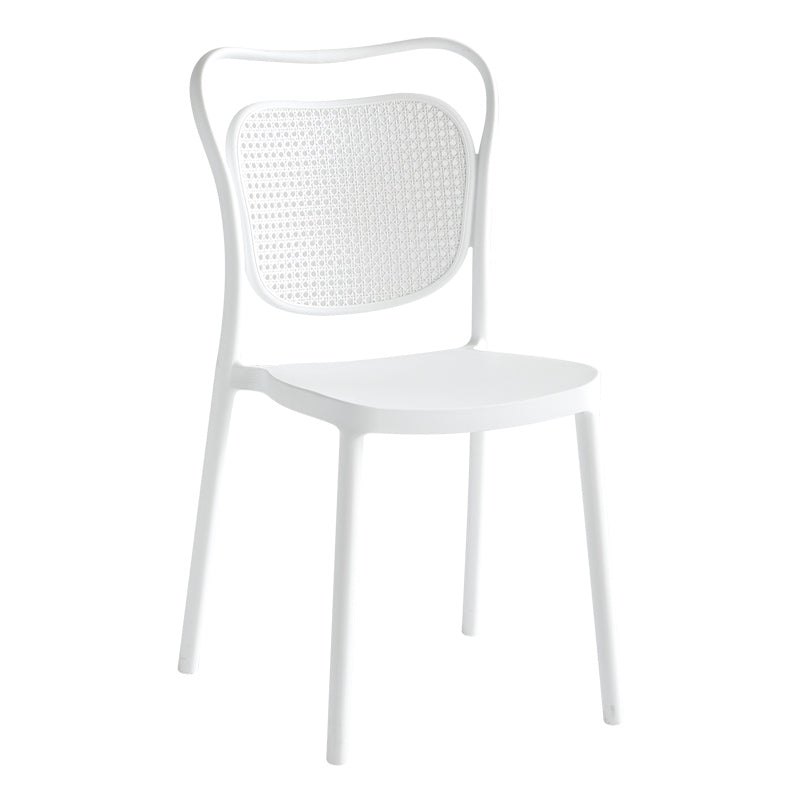 Sillas sin brazos de comedor de plástico de diseño escandinavo para el hogar, silla lateral con respaldo abierto