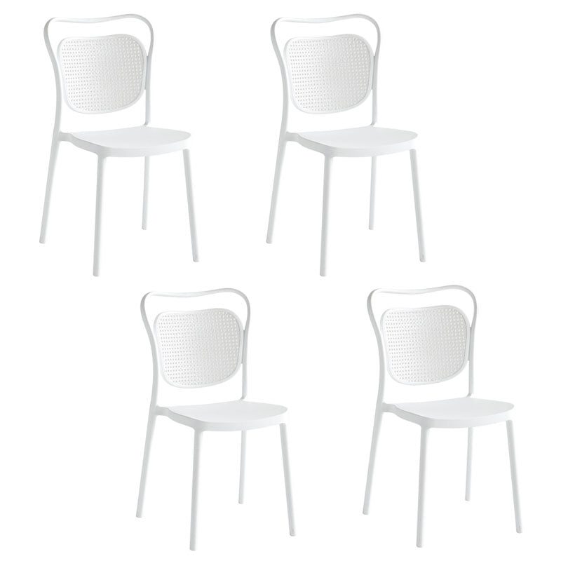 Sillas sin brazos de comedor de plástico de diseño escandinavo para el hogar, silla lateral con respaldo abierto