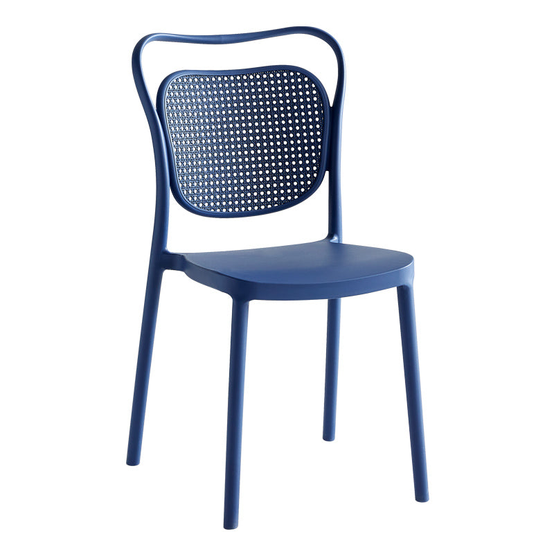 Sillas sin brazos de comedor de plástico de diseño escandinavo para el hogar, silla lateral con respaldo abierto