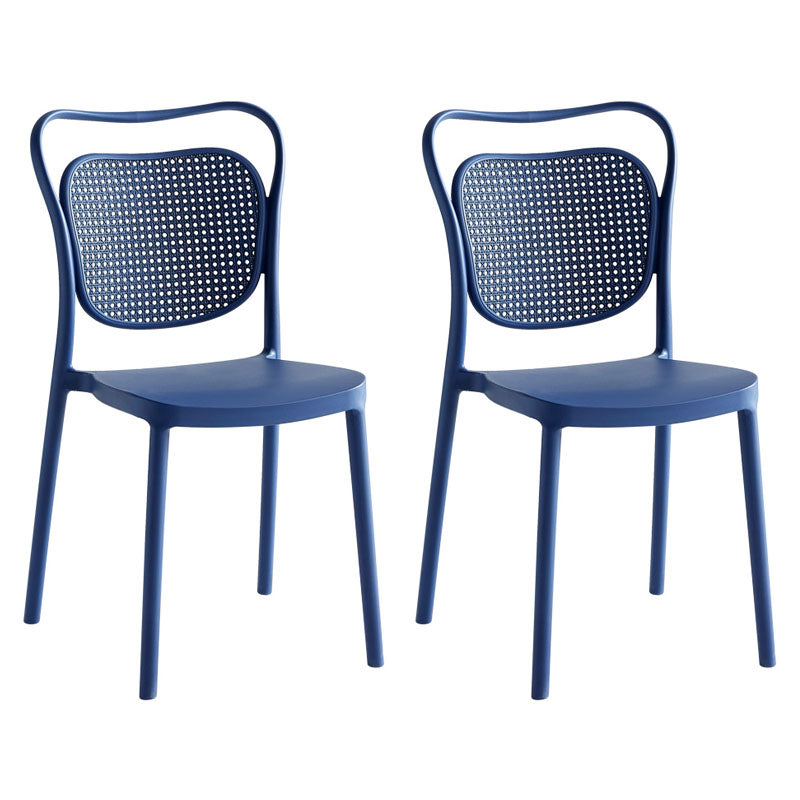 Sillas sin brazos de comedor de plástico de diseño escandinavo para el hogar, silla lateral con respaldo abierto