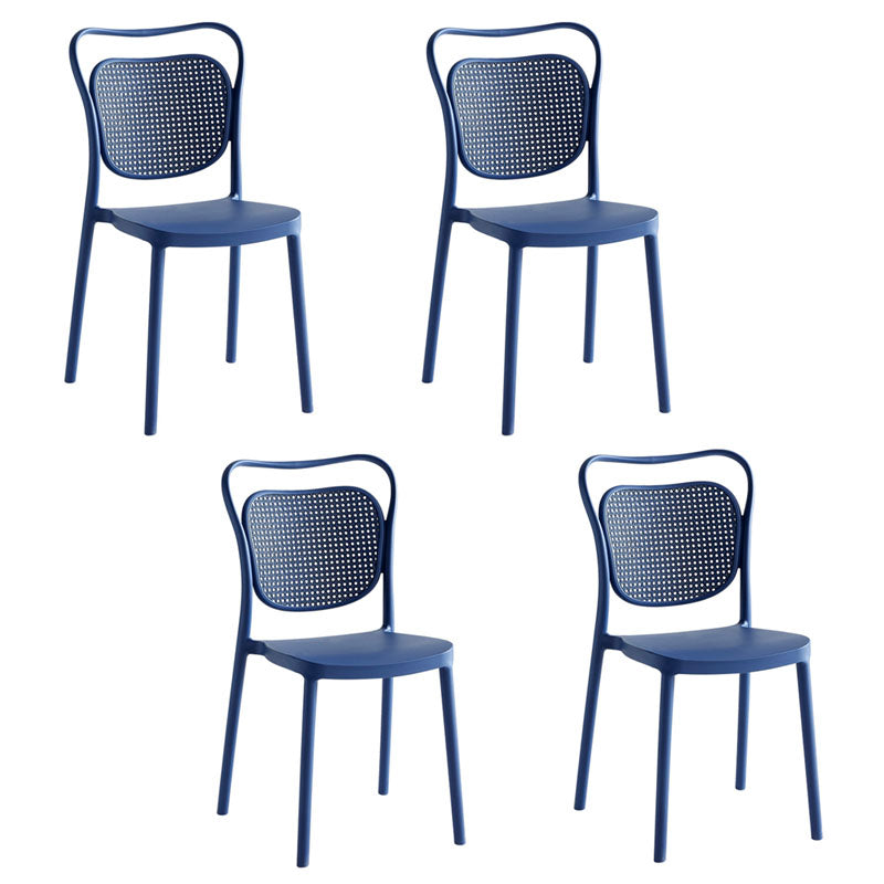 Sillas sin brazos de comedor de plástico de diseño escandinavo para el hogar, silla lateral con respaldo abierto