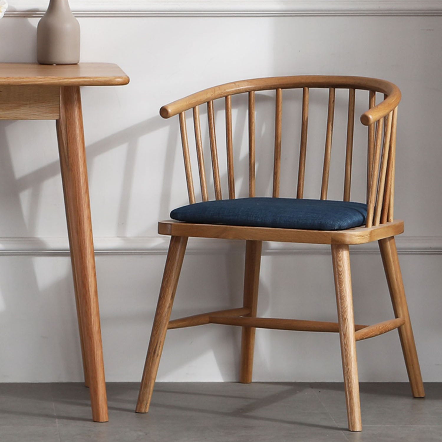 Silla trasera Windsor de estilo moderno, sillones de comedor con patas de madera para cocina