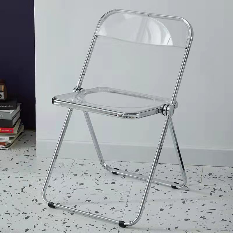 Silla lateral plegable de plástico de diseño industrial para uso doméstico Silla lateral de comedor con respaldo abierto
