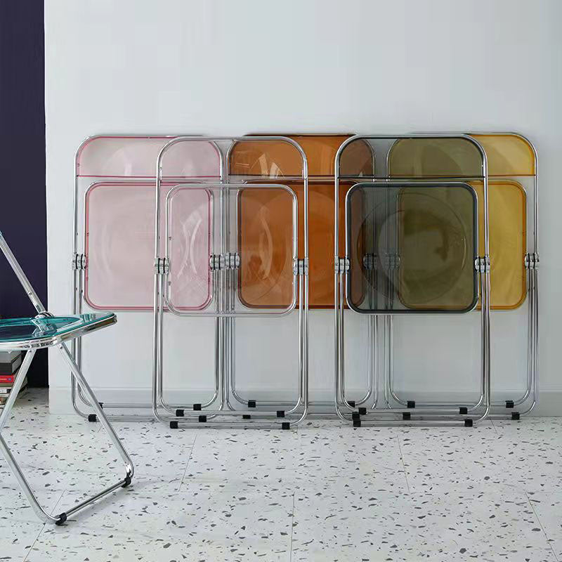 Silla lateral plegable de plástico de diseño industrial para uso doméstico Silla lateral de comedor con respaldo abierto