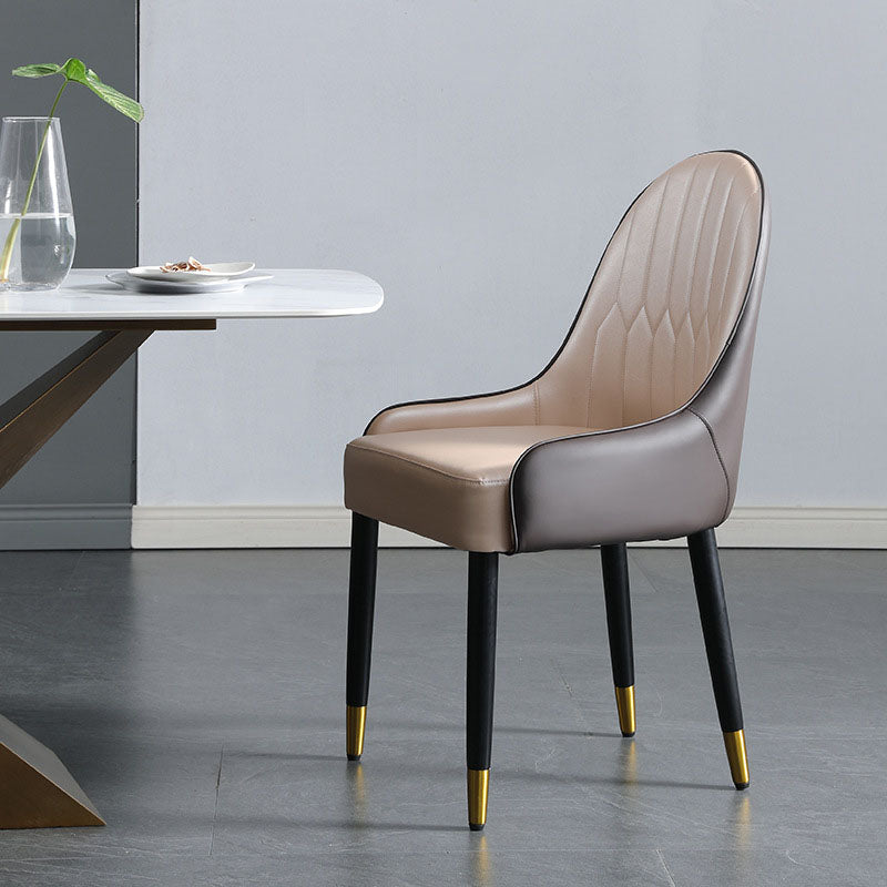 Sillas laterales de comedor con respaldo sólido y brazo de diseño escandinavo Sillas laterales de comedor de cuero