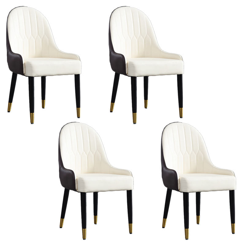Sillas laterales de comedor con respaldo sólido y brazo de diseño escandinavo Sillas laterales de comedor de cuero